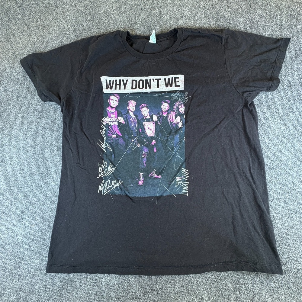 Pacific Why Don't We Signatures T-Shirt Unisex 2XL Black Graphic Cotton Casual